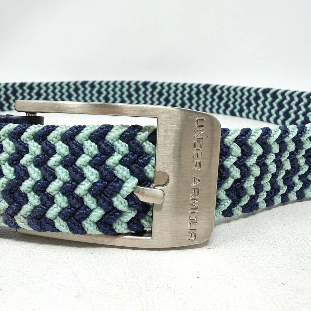 Under Armour Blue Green Stretch Golf Belt Zig Zag 1267067 Preppy Casual Hipster